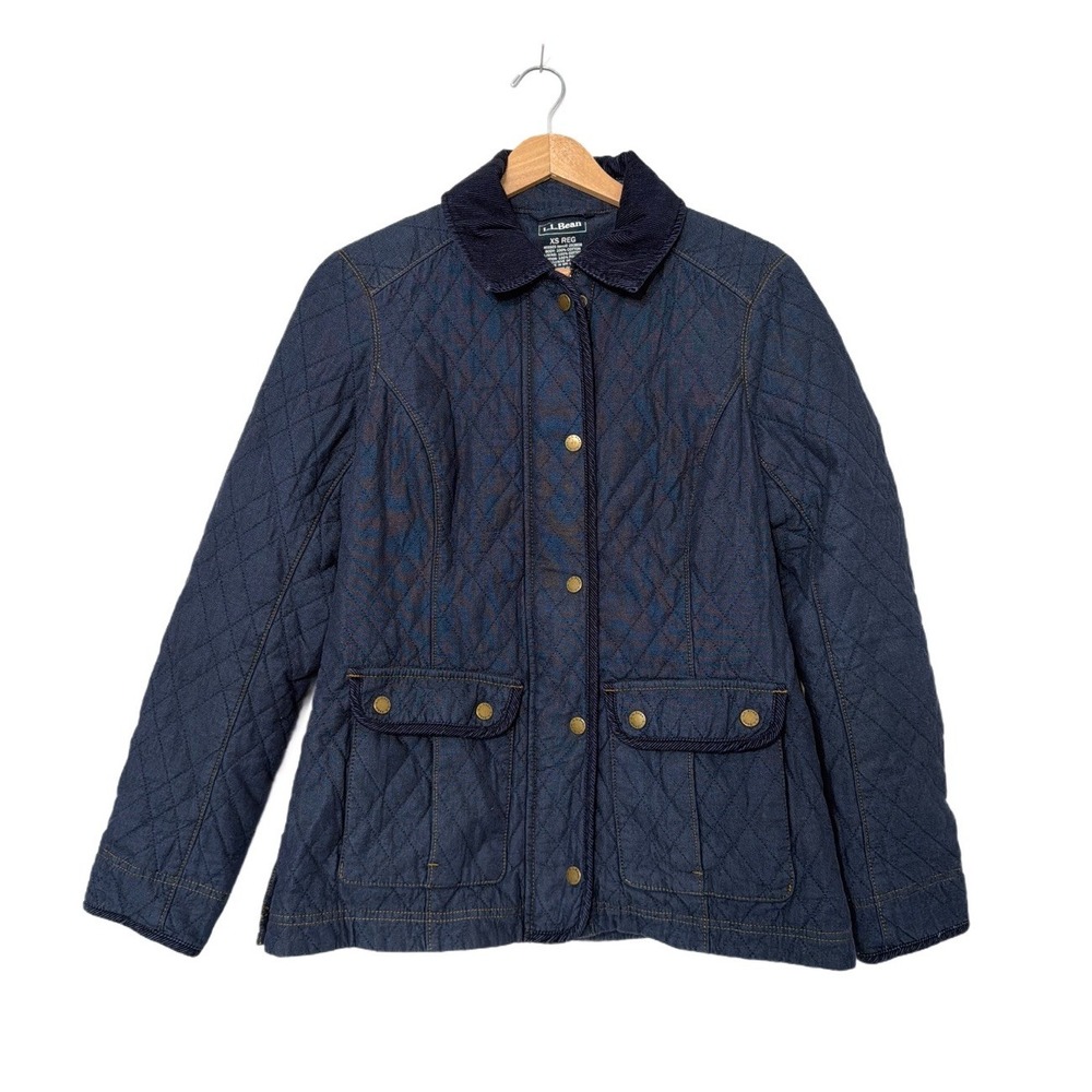 L.L. Bean Jacket Women's XS Navy Blue Equestrian Barn Chore Quilted Field Coat